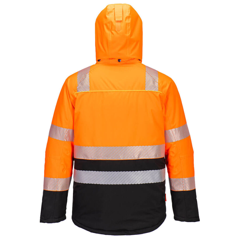 Portwest DX430 DX4 Hi-Vis Class 2 Winter Jacket - Orange/Black - Rear - Best Hi Vis Orange Winter Jacket