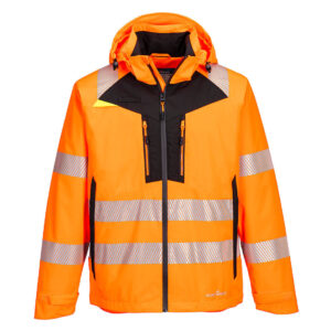 Portwest DX462 DX4 Hi-Vis Rain Jacket - Orange/Black - Waterproof hi vis orange jacket