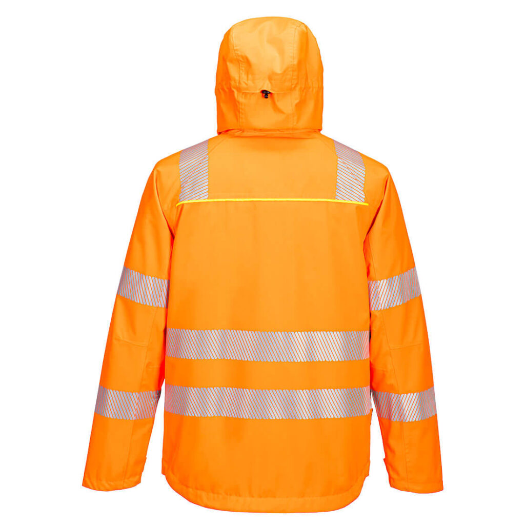 Portwest DX462 DX4 Hi-Vis Rain Jacket - Orange/Black - Rear