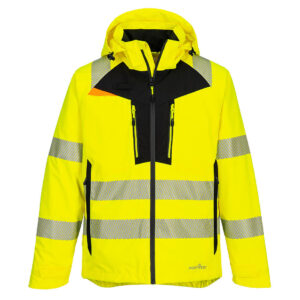 Portwest DX462 DX4 Hi-Vis Rain Jacket - Yellow/Black - Waterproof hi vis yellow jacket