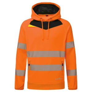 Portwest DX483 DX4 Hi-Vis Overhead Hoodie - Orange/Black - Orange Hi Vis Hoodie