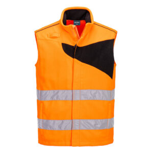 Portwest PW231 PW2 Hi-Vis Fleece Bodywarmer - Orange/Black - Portwest Hi Vis Bodywarmer