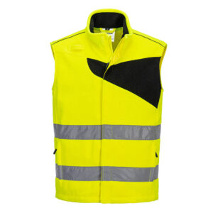 Portwest PW231 PW2 Hi-Vis Fleece Bodywarmer - Yellow/Black - Portwest Yellow Hi Vis Bodywarmer