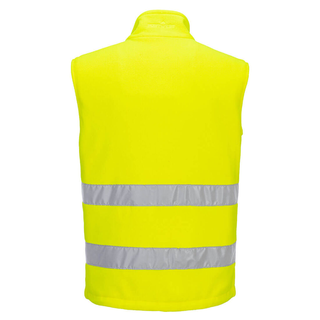 Portwest PW231 PW2 Hi-Vis Fleece Bodywarmer - Yellow/Black - Portwest Hi Vis Bodywarmer - Rear