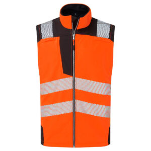 Portwest PW325 Hi-Vis Softshell Gilet - Orange/Black - Portwest Orange Hi Vis Softshell Bodywarmer