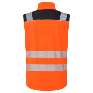 Portwest PW325 Hi-Vis Softshell Gilet - Orange/Black - Portwest Orange Hi Vis Softshell Bodywarmer - Rear