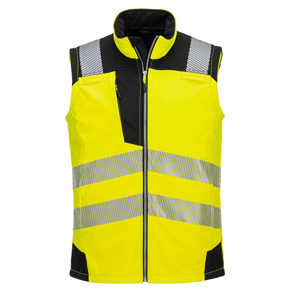 Portwest PW325 Hi-Vis Softshell Gilet - Yellow/Black - Portwest Yellow Hi Vis Softshell Bodywarmer