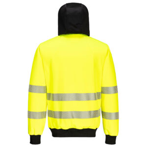 Portwest PW327 PW3 Hi-Vis Zip Hoodie - Yellow/Black - Hi Vis Yellow Full Zip Hoodie