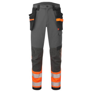 Portwest EV442 EV4 Hi-Vis Stretch Detachable Holster Class 1 Trousers - Grey and Orange - Front