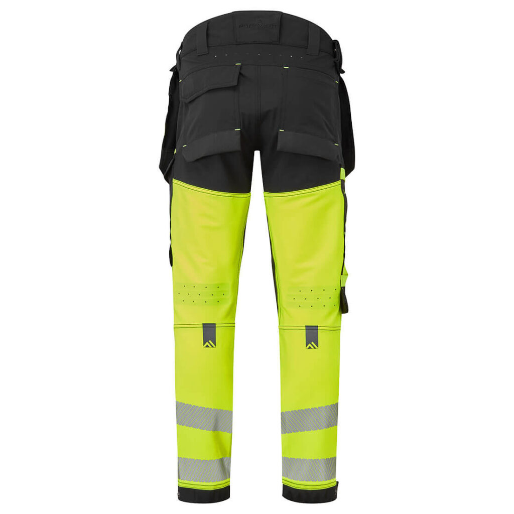 Portwest EV442 EV4 Hi-Vis Stretch Detachable Holster Class 1 Trousers - Black and Yellow - Rear