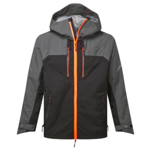 Portwest EV460 EV4 Shell Rain Jacket - Grey with Orange Zip - Front