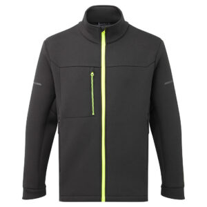 Portwest EV473 EV4 Technical Fleece Jacket - Black with Yellow Zips - Front