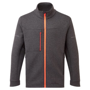 Portwest EV473 EV4 Technical Fleece Jacket - Grey with Orange Zip - Front