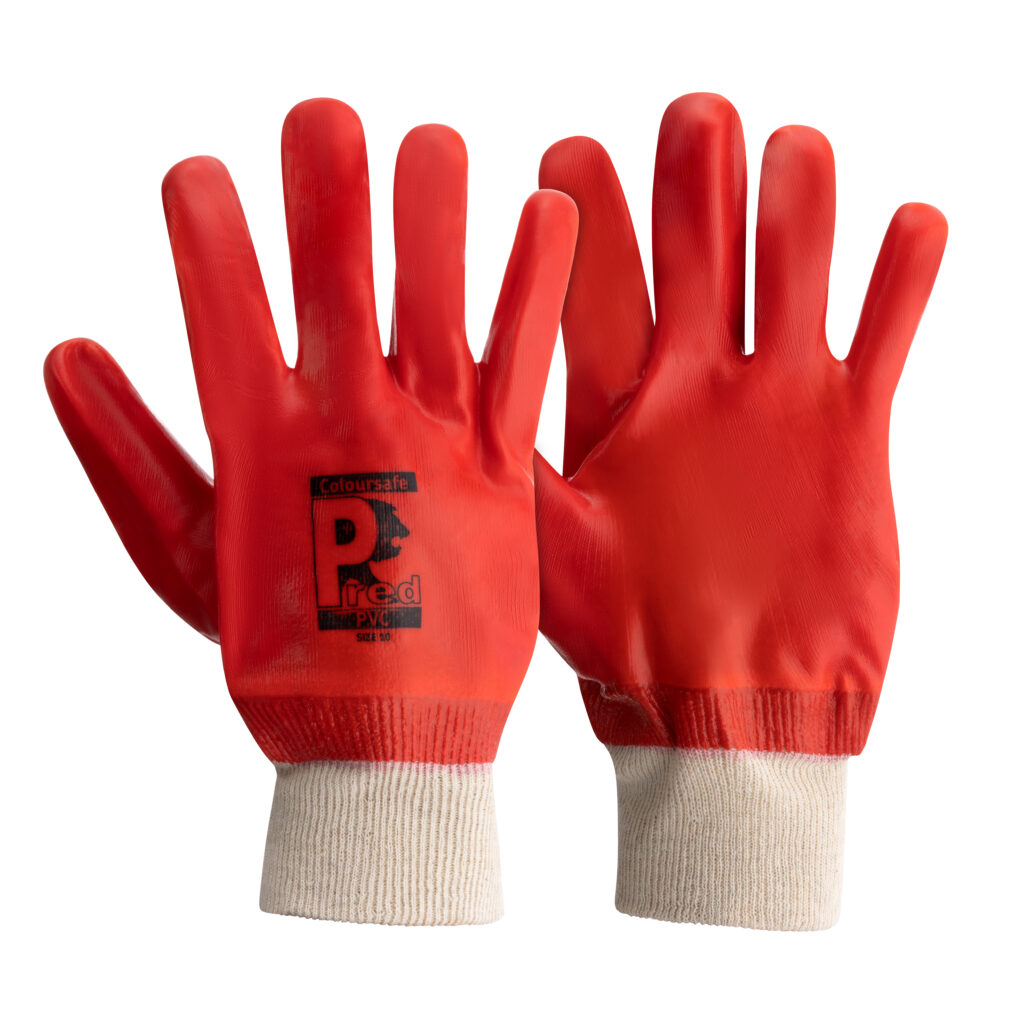 Coloursafe Pred PVC Safety Gloves Red Pairs