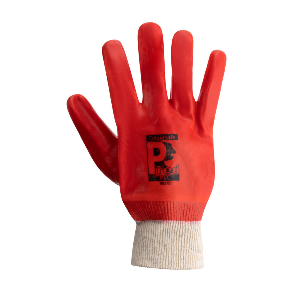 Coloursafe Pred PVC Safety Gloves Red