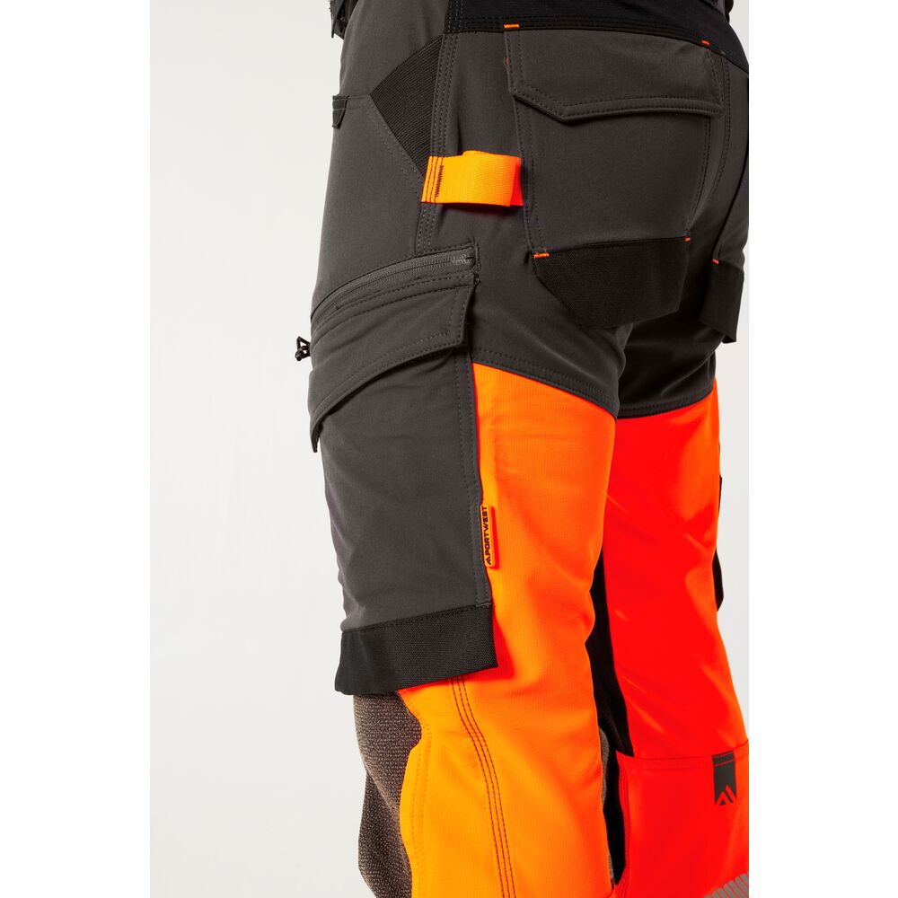 Portwest EV442 EV4 Hi-Vis Stretch Detachable Holster Class 1 Trousers - Orange/Black - Close up Rear