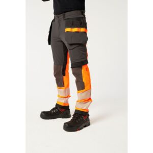 Portwest EV442 EV4 Hi-Vis Stretch Detachable Holster Class 1 Trousers - Orange/Black - Close Up Model