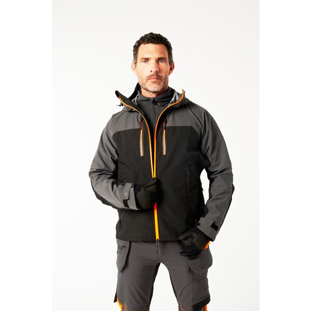 Portwest EV460 EV4 Shell Rain Jacket - Grey/Black - Zip front front