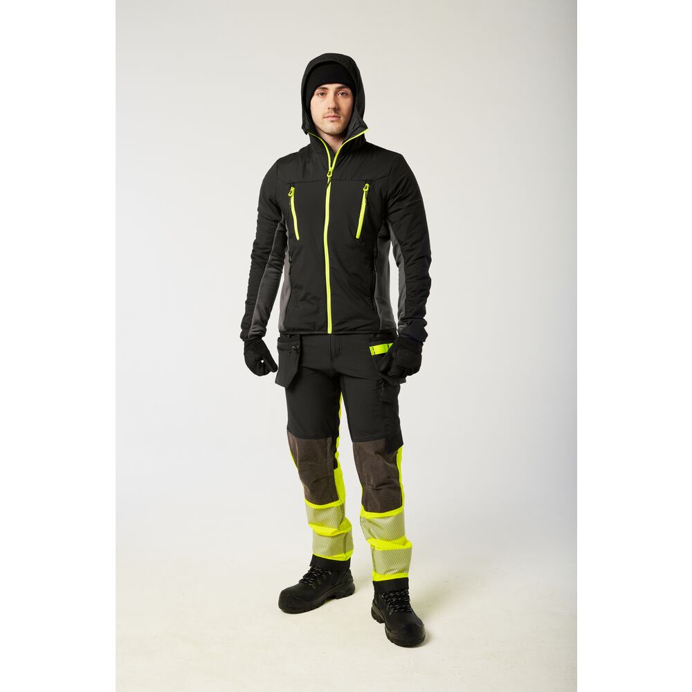 Portwest EV470 EV4 Insulated Hybrid Jacket - Black/Yellow - Front Model