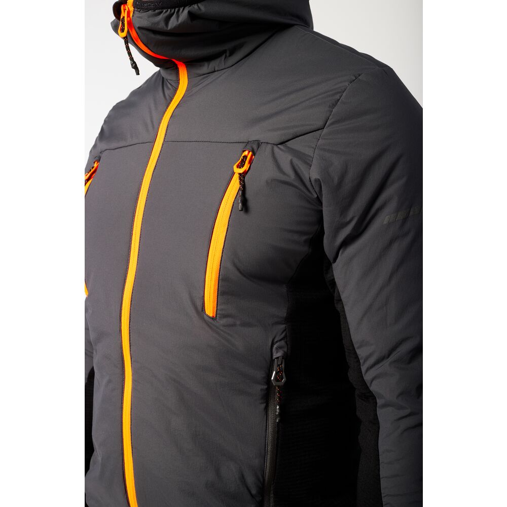 Portwest EV470 EV4 Insulated Hybrid Jacket - Grey/Orange - Close Up Front - Model