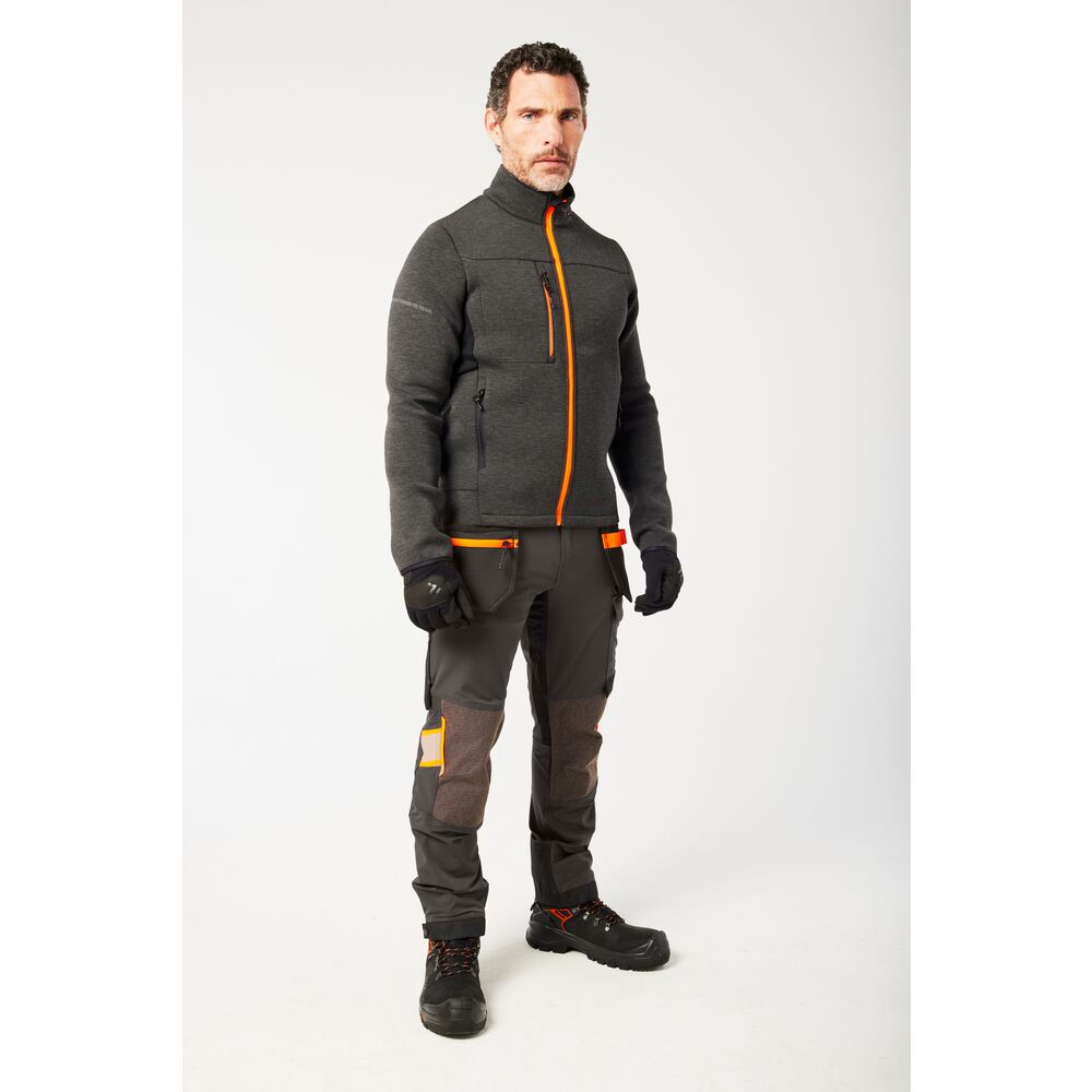 Portwest EV473 EV4 Technical Fleece Jacket - Grey/Orange - Front Model