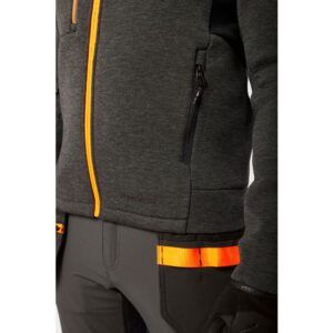 Portwest EV473 EV4 Technical Fleece Jacket - Grey/Orange - Front Close Up