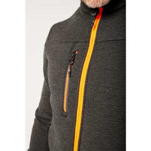 Portwest EV473 EV4 Technical Fleece Jacket - Grey/Orange - Zip Pocket Right Breast Close Up