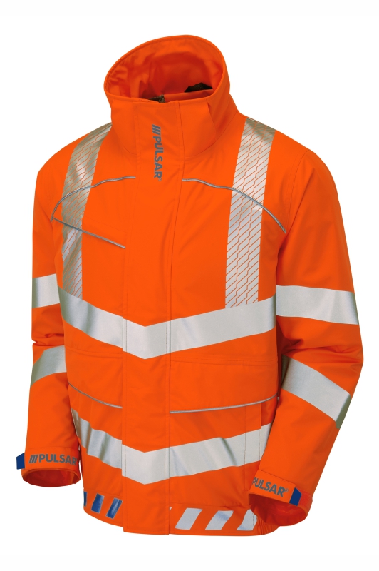 PULSAR EVO253 EVOLUTION Hi Vis Orange Bomber Jacket Angle Front