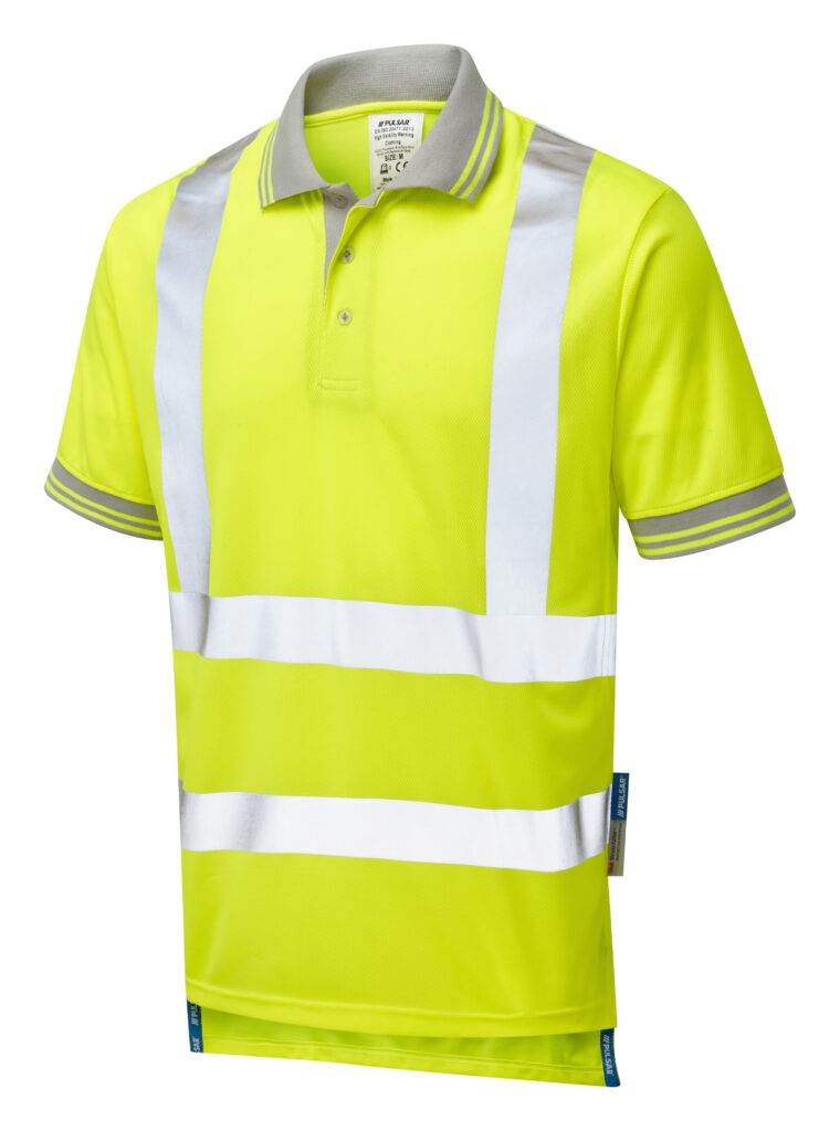 Pulsar P175 Hi Vis Short Sleeved Polo Shirt Yellow - Front Angle