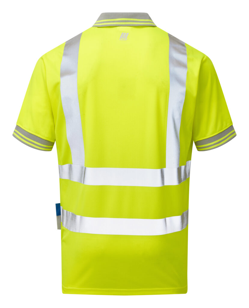 Pulsar P175 Hi Vis Short Sleeved Polo Shirt Yellow - Rear