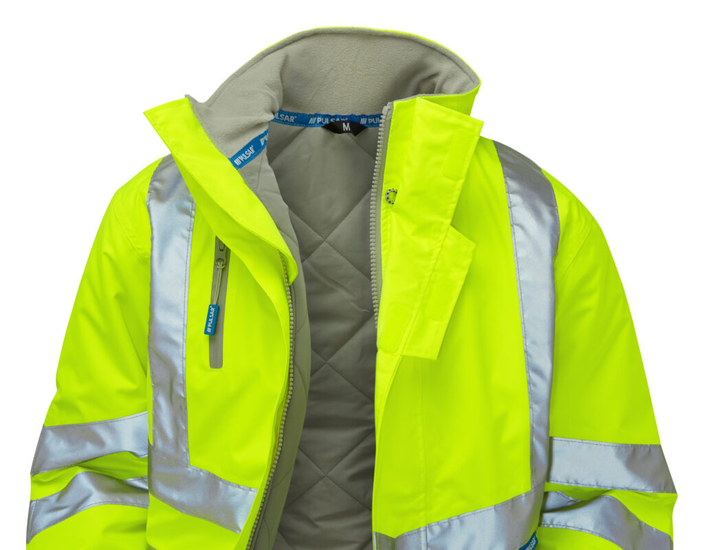 Pulsar P187 Hi Vis Padded Storm Coat Yellow - Waterproof Hi Vis Yellow Storm Jacket - Front inside