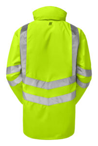 Pulsar P187 Hi Vis Padded Storm Coat Yellow - Waterproof Hi Vis Yellow Storm Jacket - Rear