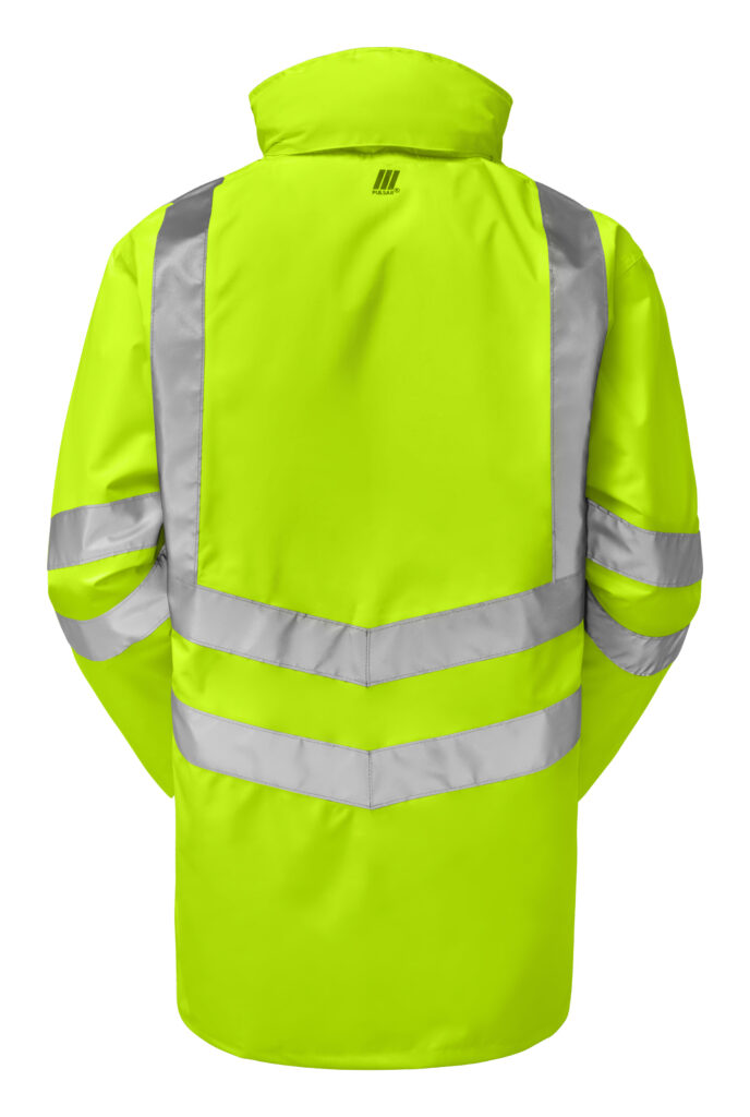 Pulsar P187 Hi Vis Padded Storm Coat Yellow - Waterproof Hi Vis Yellow Storm Jacket - Rear