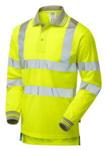 Pulsar P458 Hi Vis Yellow Long Sleeve Polo Shirt - Front Angle