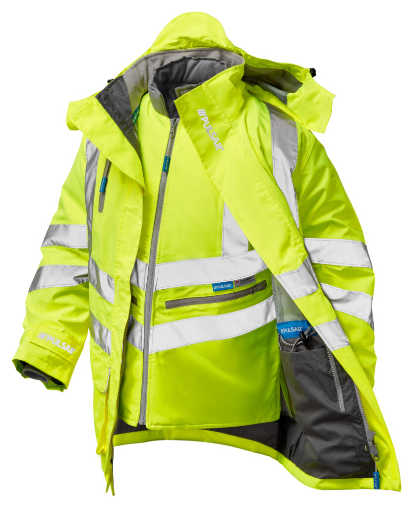 Pulsar P487 Hi Vis Yellow 7 in 1 Storm Coat - Front Angle