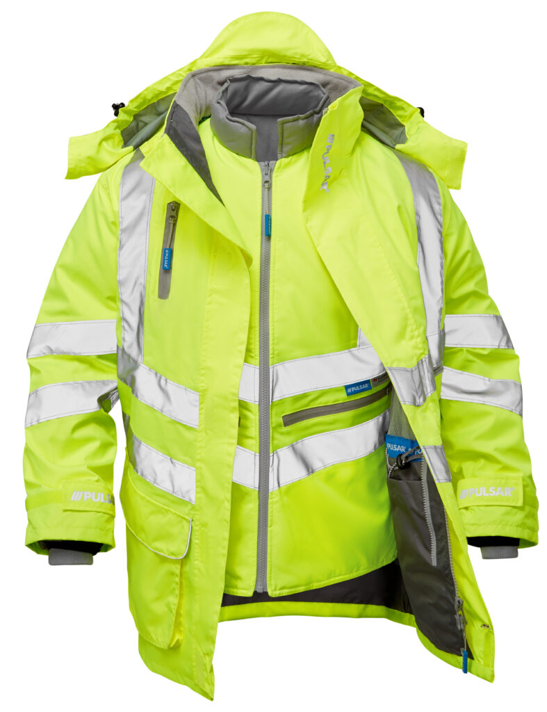 Pulsar P487 Hi Vis Yellow 7 in 1 Storm Coat - Front