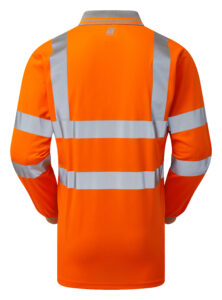 Pulsar PR470 Hi Vis Orange Long Sleeve Polo Shirt - Rear