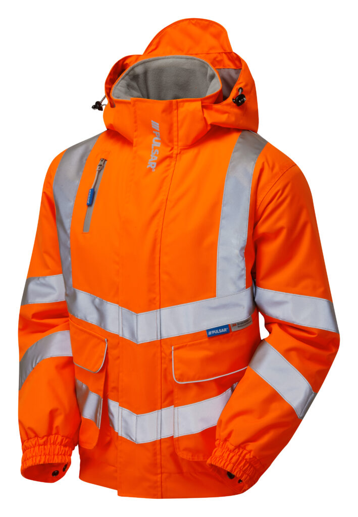 Pulsar PR496 Hi Vis Orange Padded Bomber Jacket - Front