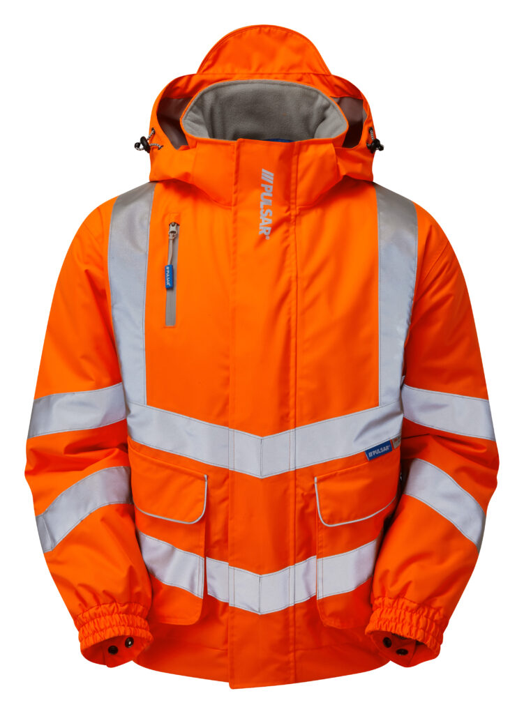 Pulsar PR496 Hi Vis Orange Padded Bomber Jacket - Front