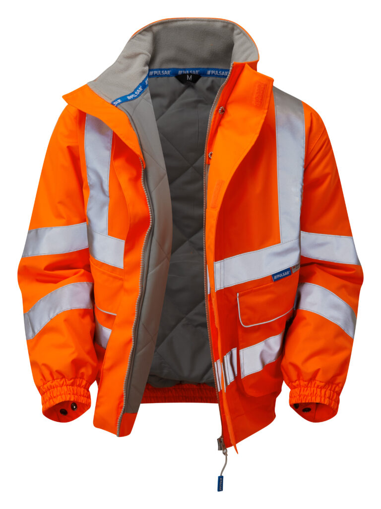 Pulsar PR496 Hi Vis Orange Padded Bomber Jacket - Front Inside