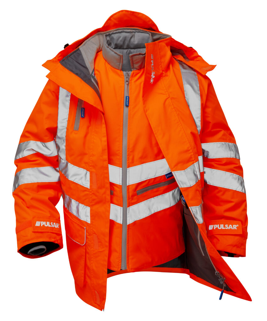 Pulsar PR497 Hi Vis Orange 7 in 1 Storm Coat - Front