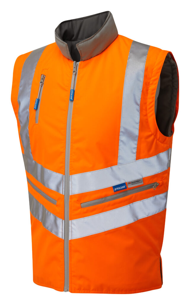 Pulsar PR498 Hi Vis Orange Interactive Bodywarmer - No Sleeve Front