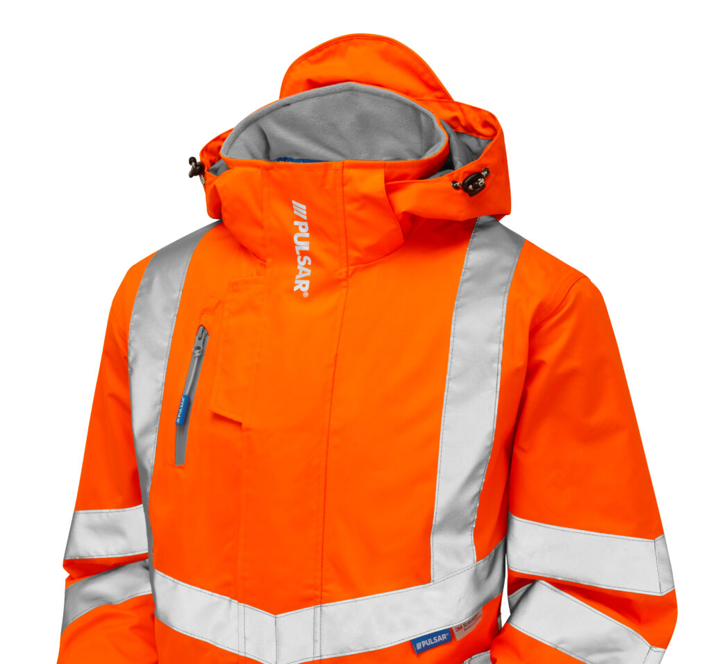 Pulsar P421 Hi Vis Yellow Padded Storm Coat - Front - Zipped close up