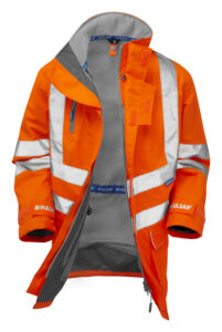 Pulsar PR499 Hi Vis Orange Storm Coat - Front - Inside