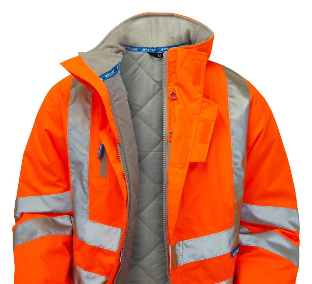 Pulsar PR502 Hi Vis Padded Storm Coat Orange - Waterproof Hi Vis Orange Storm Jacket - Inside