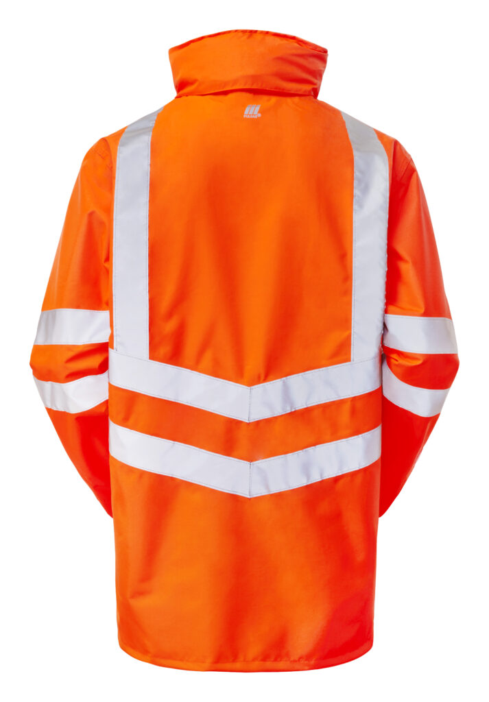 Pulsar PR502 Hi Vis Padded Storm Coat Orange - Waterproof Hi Vis Orange Storm Jacket - Rear