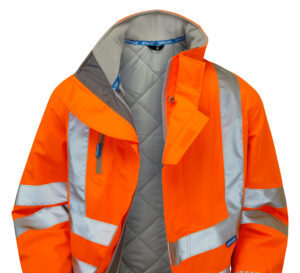 Pulsar PR502 Hi Vis Orange Waterproof Coat - Close up