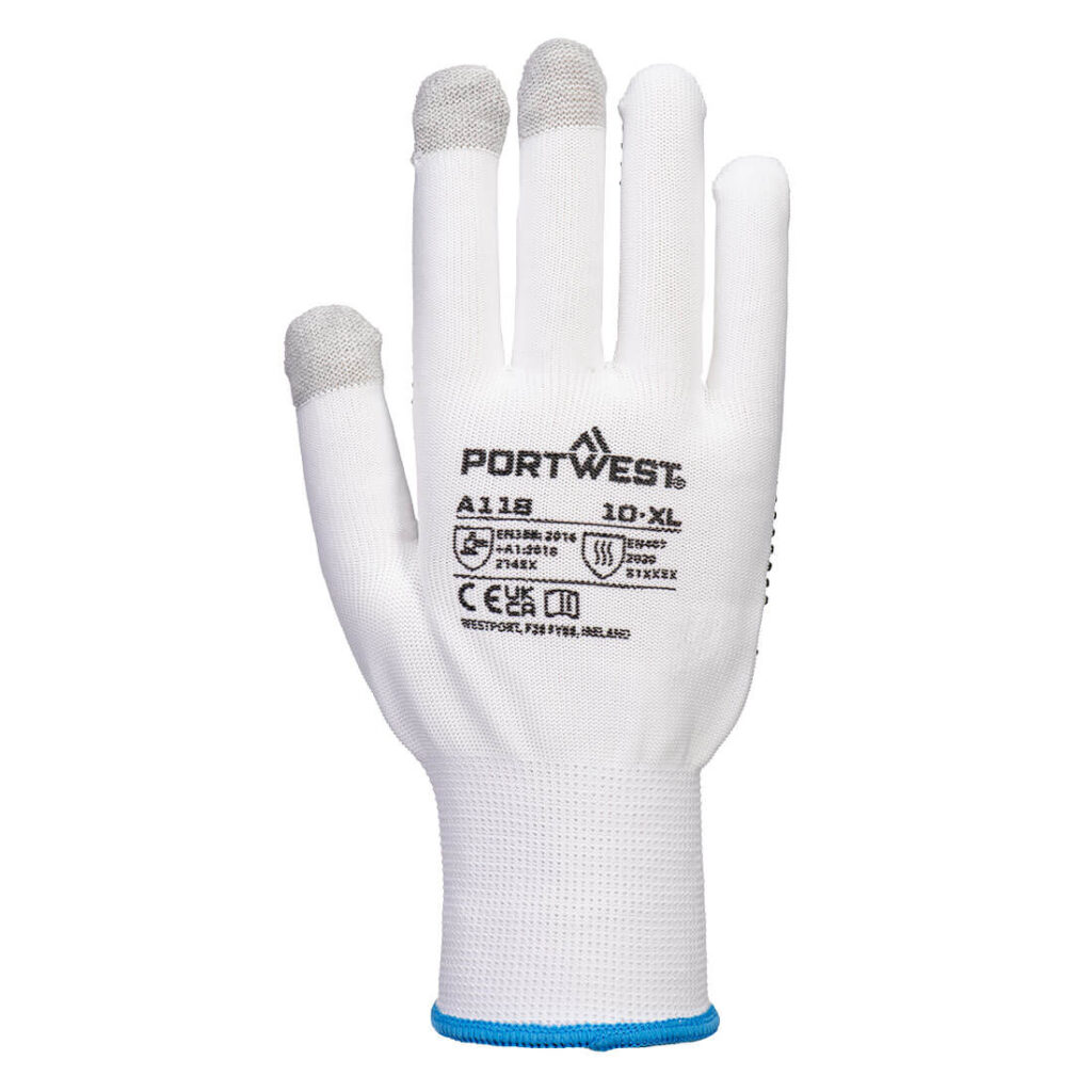 Portwest A118 Grip 13 PVC Dotted Touchscreen Glove - Pack of 12