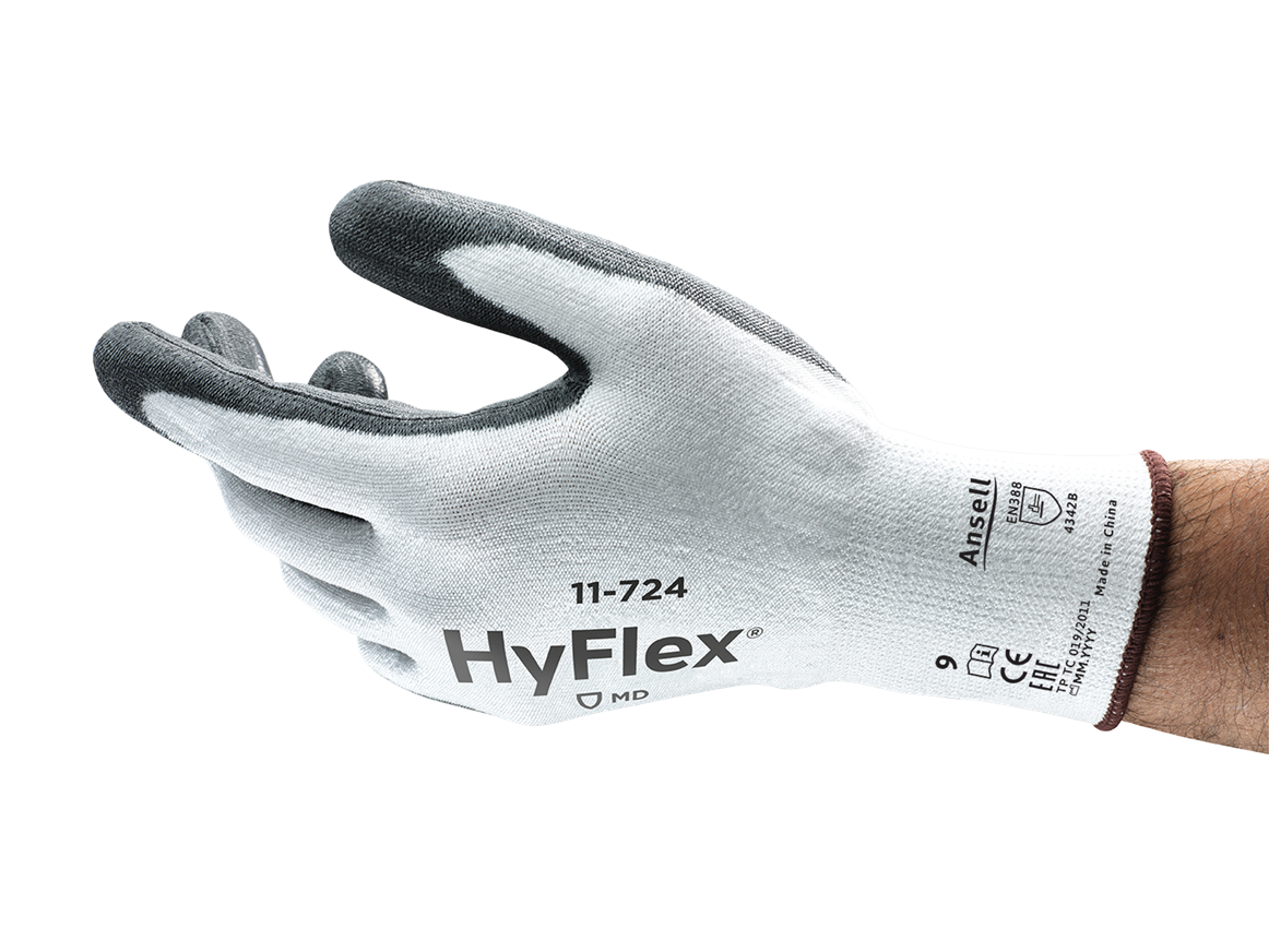 Ansell HyFlex 11-724 PU Coated Abrasion Resistant Safety Gloves