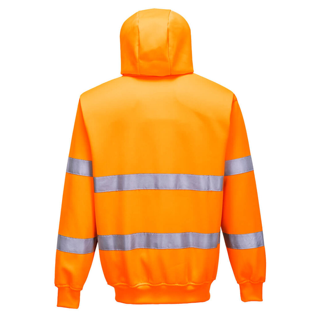 Portwest B305 Hi Vis Zipped Hoodie - Orange - Rear